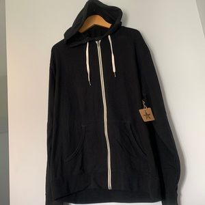 Black hooded sweatshirt, light weight